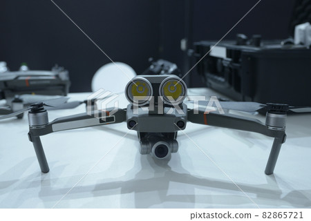 Industrial drone with dual camera aboard placed on stand Industrial drone with dual camera aboard placed on stand 82865721
