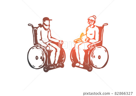 Old, senior, wheelchair, nursing, age concept. Hand drawn isolated vector. Old, senior, wheelchair, nursing, age concept. Hand drawn isolated vector. 82866327