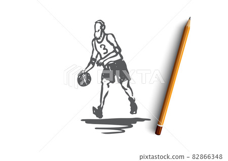 Old, man, play, basketball, activity concept. Hand drawn isolated vector. 82866348