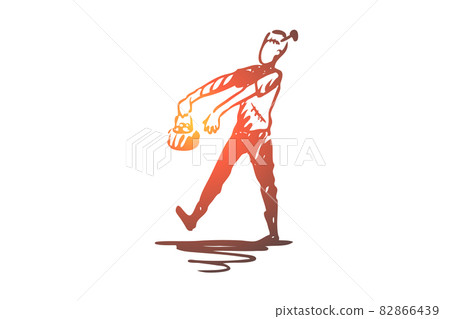 Halloween, zombie, monster, evil, scary concept. Hand drawn isolated vector. 82866439