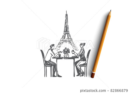Couple, Paris, love, romance, feelings concept. Hand drawn isolated vector. Couple, Paris, love, romance, feelings concept. Hand drawn isolated vector. 82866879
