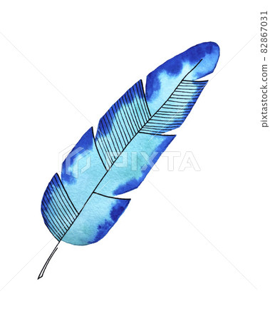 Palm leaf watercolor stylized doodling hand drawing, decorative, for decor, blue turquoise color, isolated, on a white background, for your design. Palm leaf watercolor stylized doodling hand drawing, decorative, for decor, blue turquoise color, isolated, on a white background, for your design. 82867031