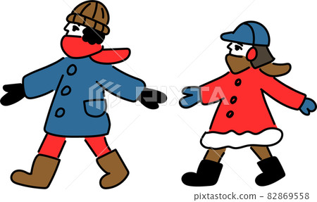 Winter children, children with mufflers, two children Winter children, children with mufflers, two children 82869558