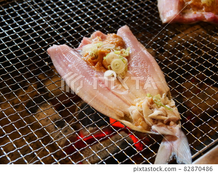 Grilled atka mackerel chan-chan grilled over charcoal Grilled atka mackerel chan-chan grilled over charcoal 82870486