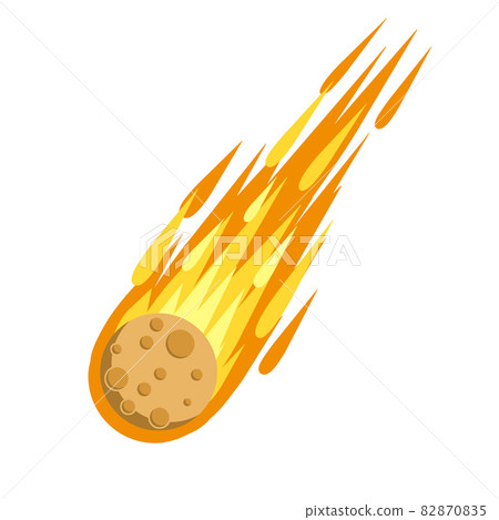 Meteor with trail of fire. Celestial object. Flying in sky. 82870835