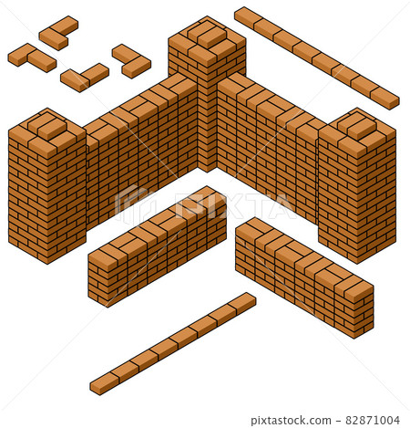 Vector Red brick wall in isometric view. - Stock Illustration [82871004 ...