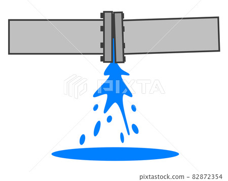 Illustration of water leaking from an aging water pipe 82872354