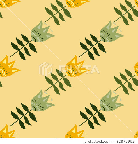 Decoration flower folk art seamless pattern on... - Stock Illustration ...