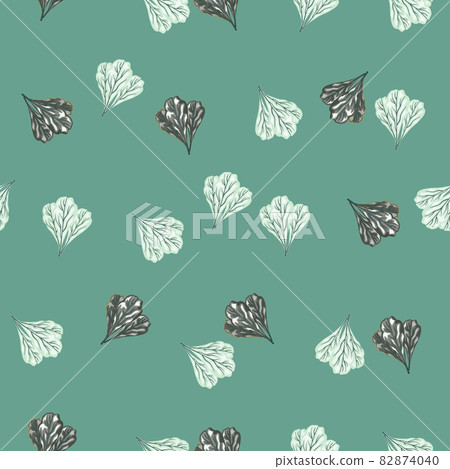 Seamless pattern bunch mangold salad on pastel turquoise background. Abstract ornament with lettuce Seamless pattern bunch mangold salad on pastel turquoise background. Abstract ornament with lettuce 82874040
