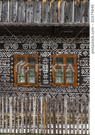 Painted folk house, UNESCO village Cicmany in Slovakia Painted folk house, UNESCO village Cicmany in Slovakia 82874646