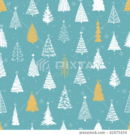 Seamless pattern with doodle christmas trees.... - Stock Illustration ...