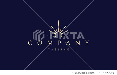 Vector golden logo on which an abstract image of the moon in the form of a sun that looks like a crown. Vector golden logo on which an abstract image of the moon in the form of a sun that looks like a crown. 82876885