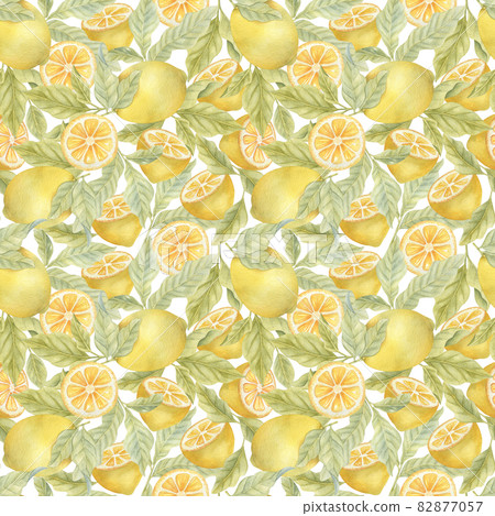 Watercolor seamless pattern with lemons and... - Stock Illustration ...
