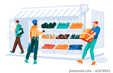 Different people making shopping in grocery - Stock