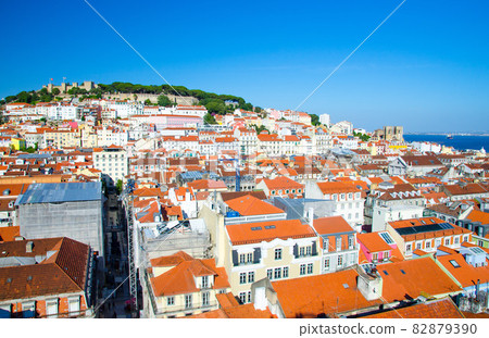 Portugal, panoramic view of old town Lisbon in summer, touristic centre of Lisbon 82879390
