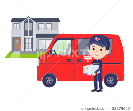 Set of postal car and postman female Set of postal car and postman female 82879600