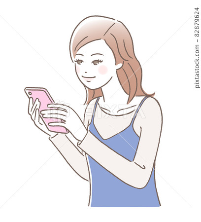 一個操作智能手機的年輕女子 82879624