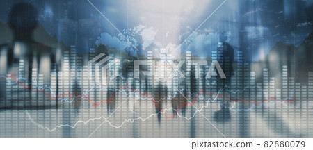 Business graph chart. Virtual screen with stock market changes. Business graph chart Business graph chart. Virtual screen with stock market changes. Business graph chart 82880079