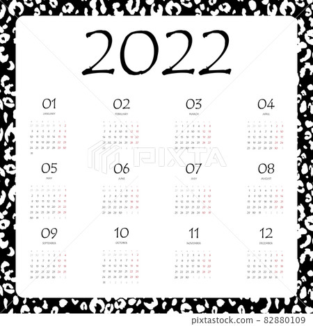 2022 calendar planner. Corporate week. Template layout, 12 months yearly, color background. Simple design for business brochure, flyer, print media, advertisement. Week starts from Monday 82880109