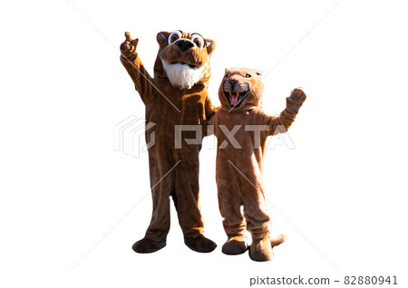 Two cougar mascots with a white background Two cougar mascots with a white background 82880941