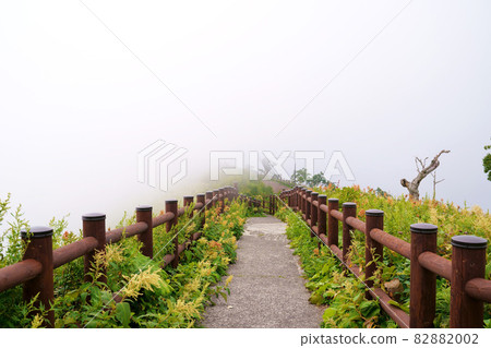 Lake Mashu covered with thick fog Hokkaido 82882002