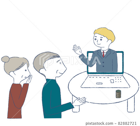 Office worker explaining to the elderly online Office worker explaining to the elderly online 82882721