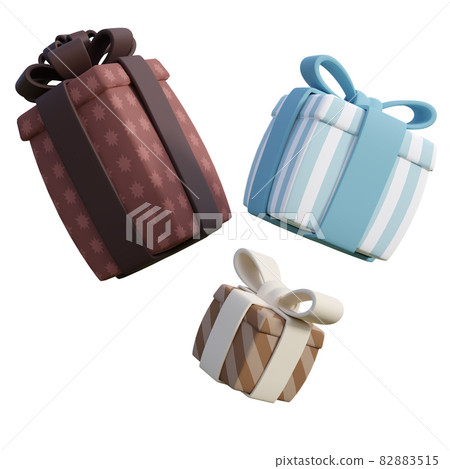 Cartoon style flying gift box isolated on white background 3d render 82883515