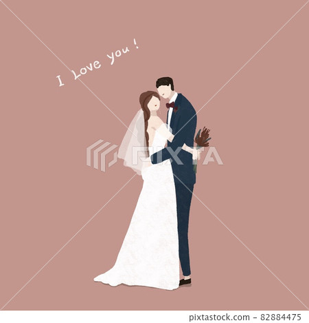 Bride and groom hugging, wedding, wedding, bridal, bride, veil (I love you) 82884475
