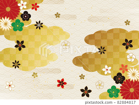 Japanese pattern and gold leaf cloud_background 999 Japanese pattern and gold leaf cloud_background 999 82884817