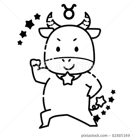 簡單可愛的金牛插畫/黑白單色 簡單可愛的金牛插畫/黑白單色 82885169