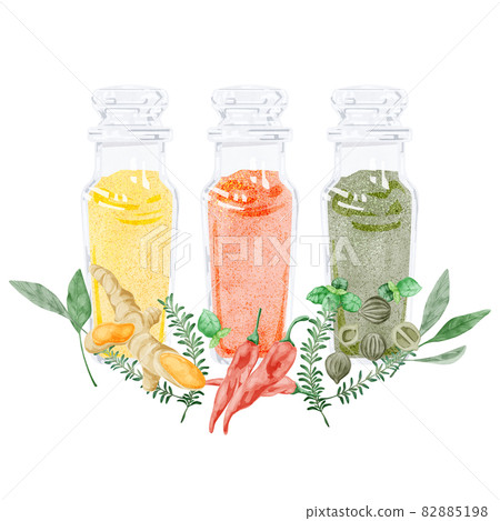 咖哩香料3種手寫水彩風格插圖 咖哩香料3種手寫水彩風格插圖 82885198
