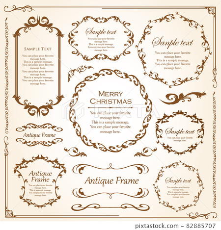 一組以聖誕節為靈感的框架設計。古董。優質的。優雅的 82885707