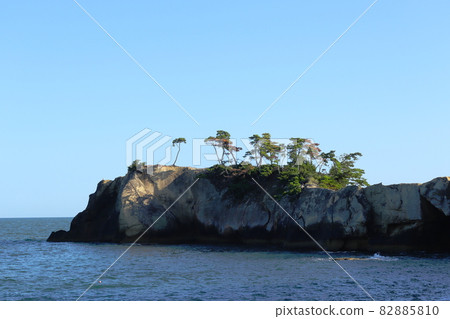 松樹林的白色海角。從大濱海岸附近拍攝的奧松島“Nihama Cape”。宮城縣東松島市宮戶市。 松樹林的白色海角。從大濱海岸附近拍攝的奧松島“Nihama Cape”。宮城縣東松島市宮戶市。 82885810
