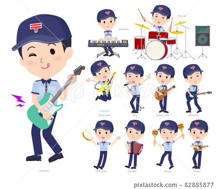 A set of male postman playing rock and roll and pop music 82885877
