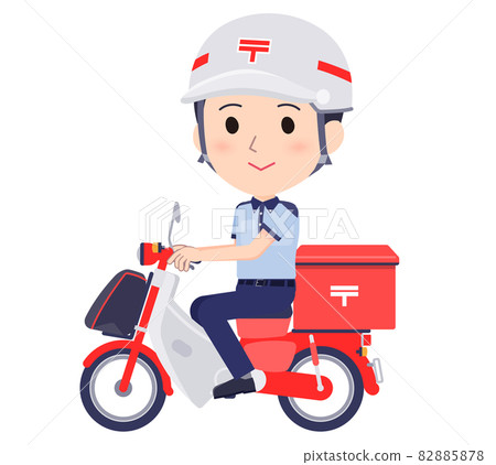 一組郵政自行車上的郵遞員婦女 82885878