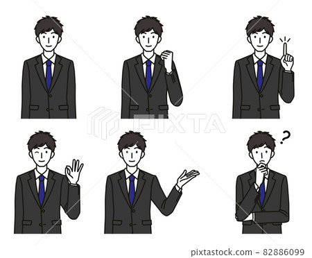 Various gestures of a job hunting man in a suit Various gestures of a job hunting man in a suit 82886099
