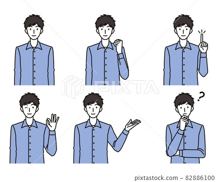 Various gestures of men in their 20s and 30s Various gestures of men in their 20s and 30s 82886100
