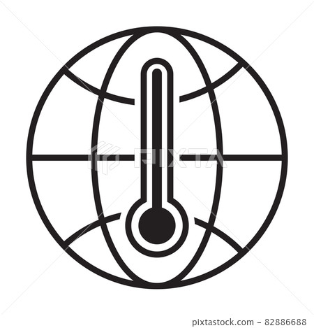 Global warming icon vector global with thermometer symbol for graphic design, logo, web site, social media, mobile app, illustration 82886688