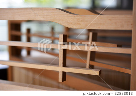 Old tsuitate. Kumiko. Japan. wood. Woodworking. Warmth. light. Blindfold. space. Japanese material. Japanese style 82888018