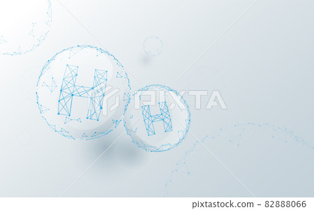 Water molecule H2O. Molecular structure. Low polygon line, triangles, and particle style design. Abstract geometric wireframe light connection structure Water molecule H2O. Molecular structure. Low polygon line, triangles, and particle style design. Abstract geometric wireframe light connection structure 82888066