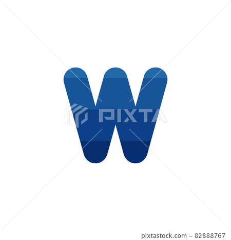 Initial letter W blue stipes logo template. Stock Vector illustration isolated on white background. Initial letter W blue stipes logo template. Stock Vector illustration isolated on white background. 82888767
