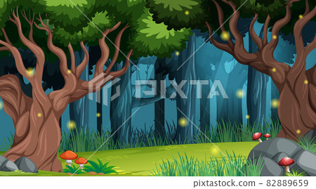 Enchanted forest landscape background - Stock Illustration [82889659 ...