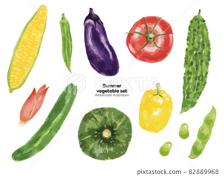 Watercolor style illustration summer vegetable set 82889968
