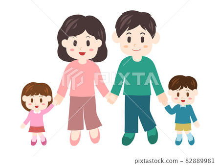 Family holding hands: couple and children Family holding hands: couple and children 82889981