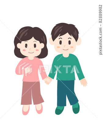 Illustration of a couple holding hands 82889982