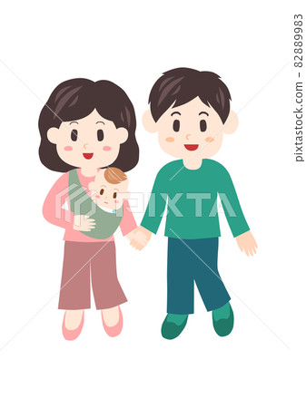 一家人手牽手:夫妻和嬰兒插畫 一家人手牽手:夫妻和嬰兒插畫 82889983