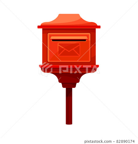 Red vintage mailbox for correspondence delivery. Post box for paper letters and newspapers flat vector illustration 82890174