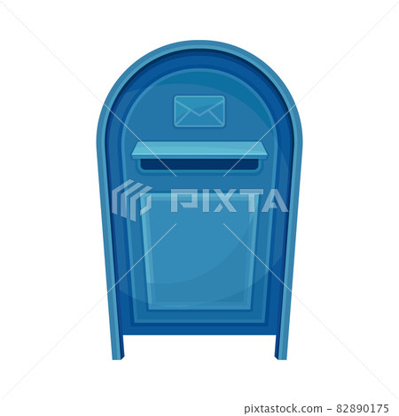 Blue mailbox for correspondence delivery. Retro post box for paper letters and newspapers flat vector illustration 82890175