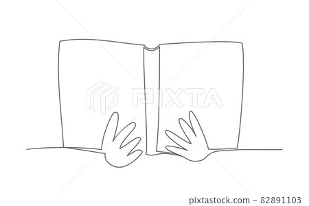 Book. One line drawing. Vector book in line style 82891103