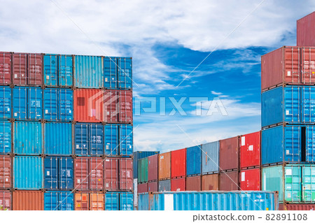 Container logistic. Cargo and shipping business. Container ship for import and export logistic. Container freight station. Logistic industry from port to port. Container at harbor. Sea freight concept 82891108